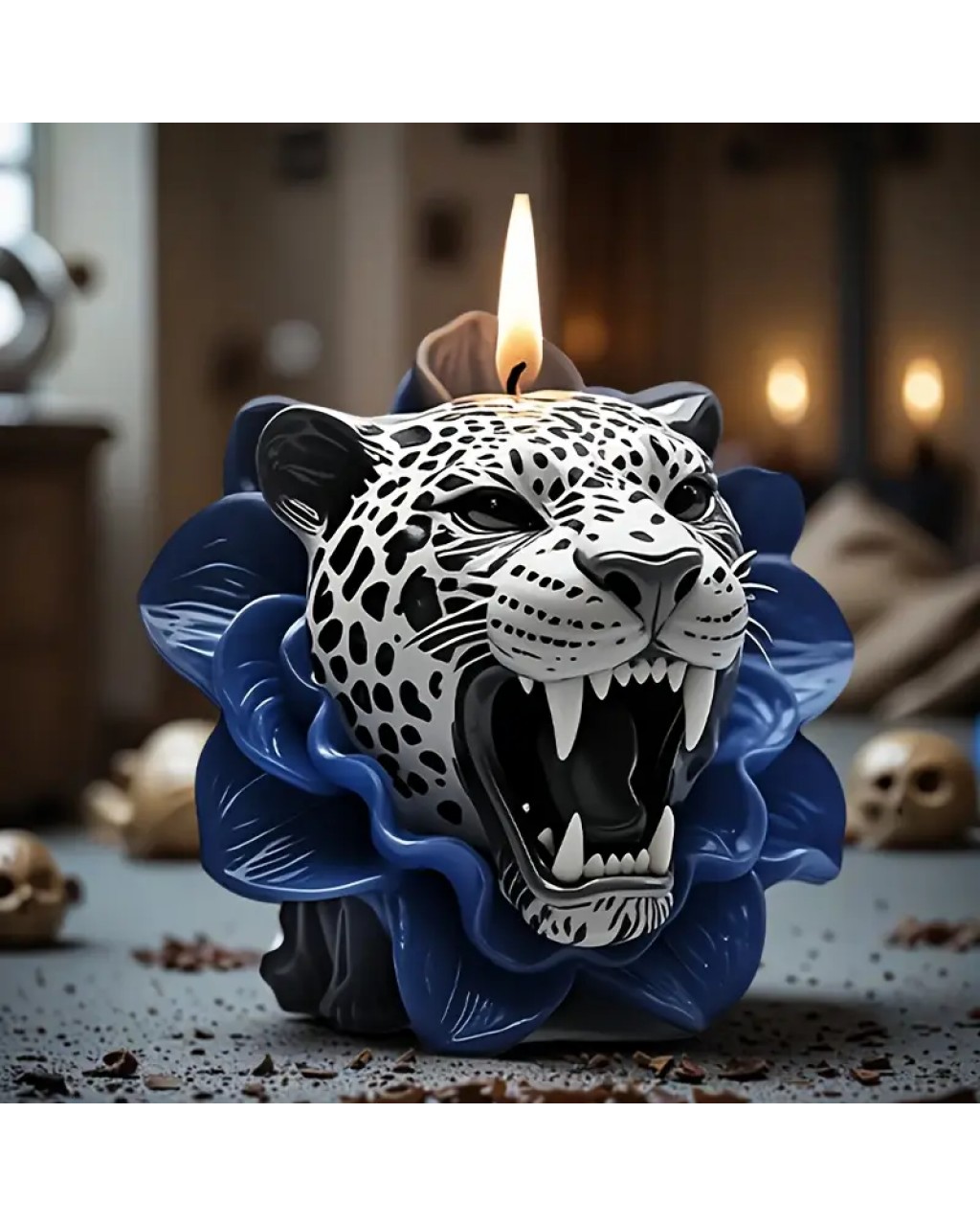 YY5990 Leopar  Başı mum Biblo Silikon Kalıp